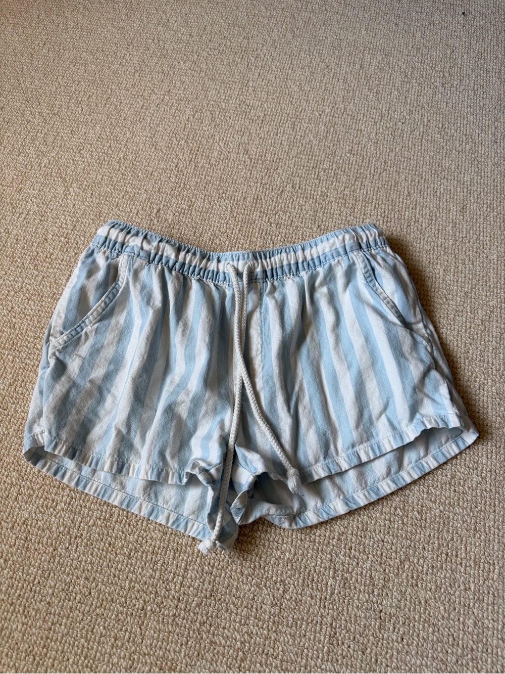 aerie Light Blue & White Striped Lounge Shorts